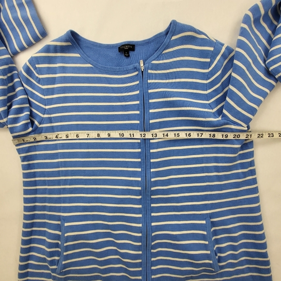 Talbots Women's Zip Jacket Blue And White Stripe Size X Measures 43in - Picture 7 of 8